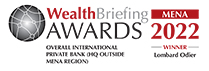 WealthBriefing MENA Awards 2022 - Lombard Odier Winner - Overall International Private Bank (HQ outside Mena region)